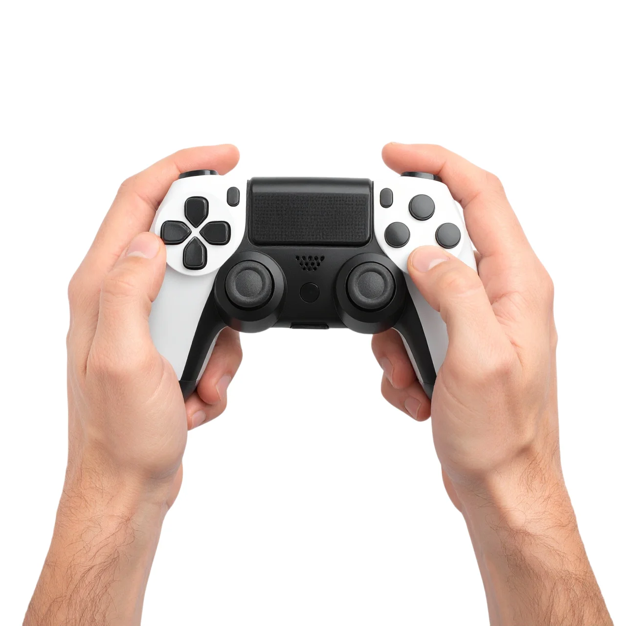 A lone, robed figure overlooking an ancient, glowing portal in a mist-shrouded mountain range under dual moons.